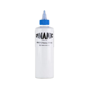 8oz bottle of Dynamic's Heavy White tattoo ink