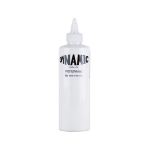 8oz bottle of Dynamic's White tattoo ink