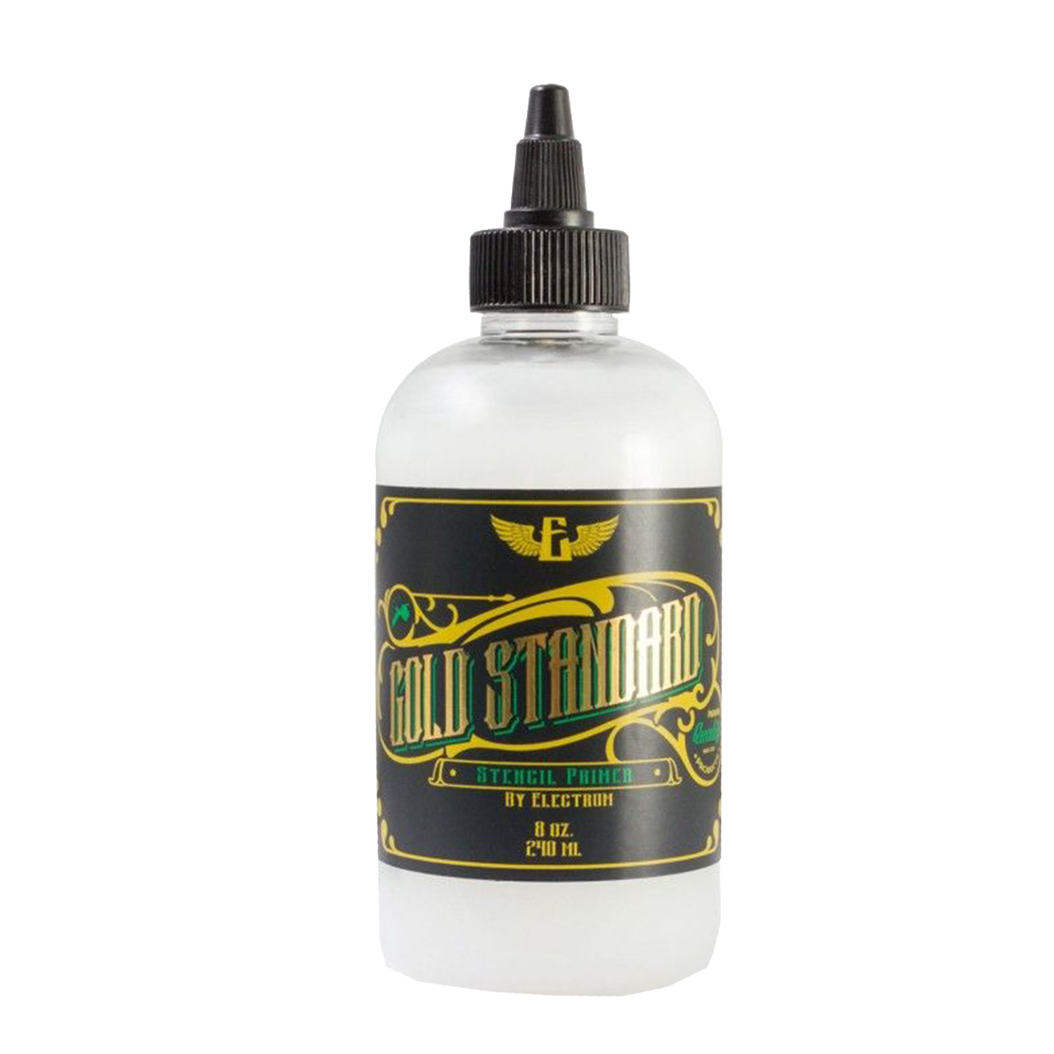 Bottle of Electrum Gold Standard tattoo stencil primer