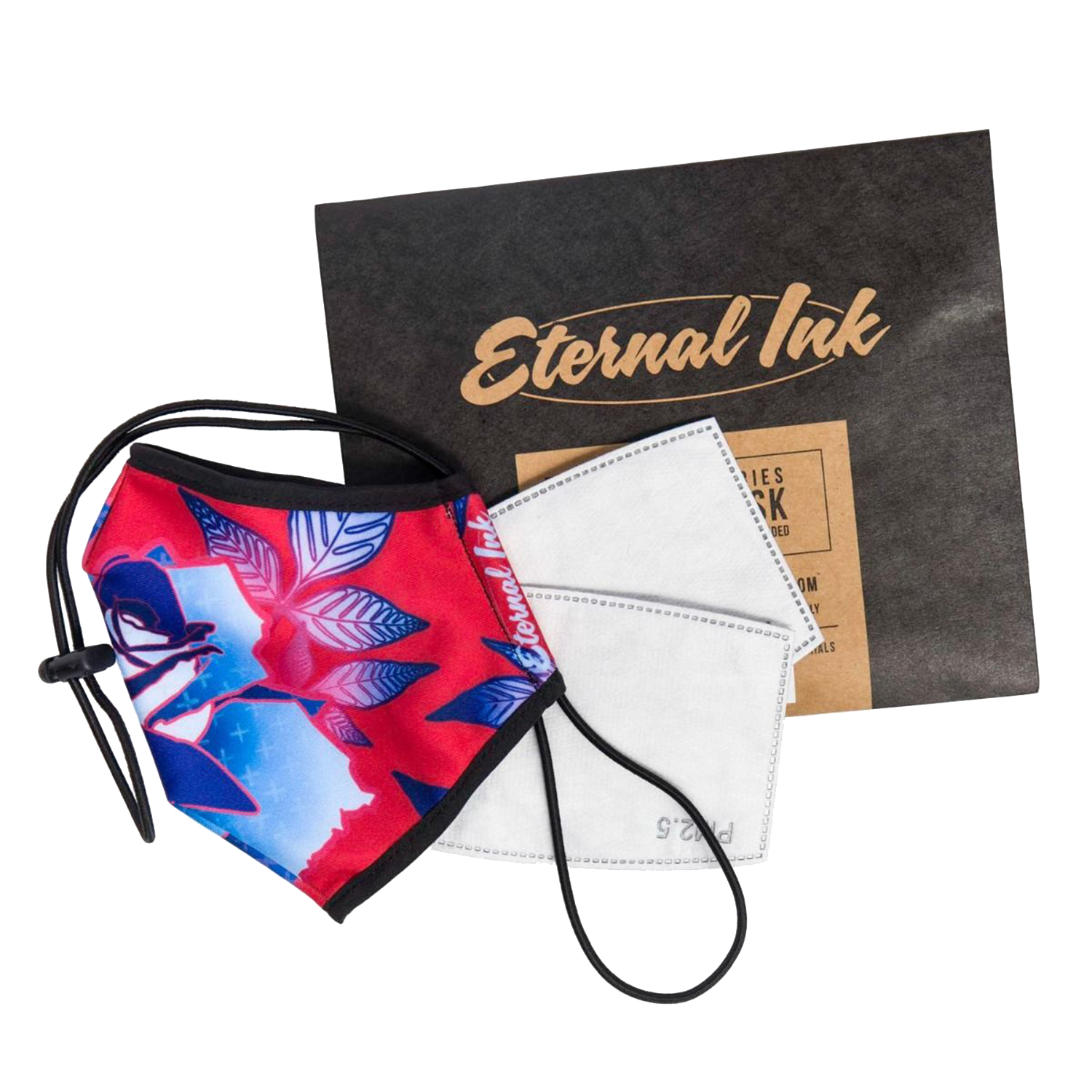 Packaging and contents of Eternal Ink's Signature Artist Mask from Lizz Cook