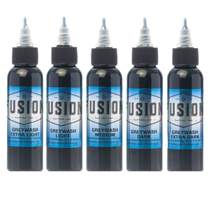 Group of greywash bottles from ink set by Fusion