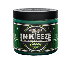 Tub of Green Tattoo Ointment by INK-EEZE