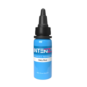 1oz bottle of Intenze's Baby Blue tattoo ink