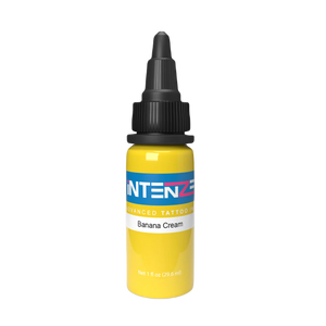 1oz bottle of Intenze's Banana Cream tattoo ink 