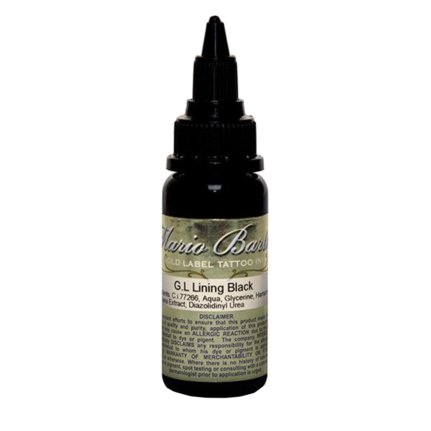 1oz tattoo ink bottle of Mario's Lining Black by Intenze