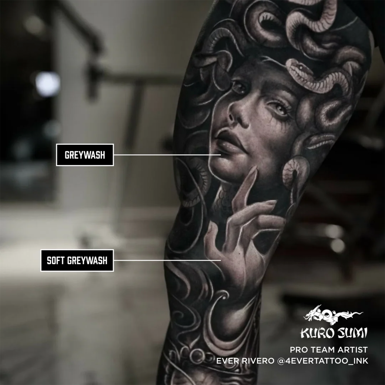 Another example of tattoo done with Kuro Sumi Soft Greywash tattoo ink