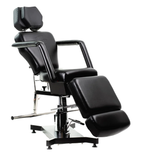 Black TATSoul 300 Slim tattoo client chair in normal position