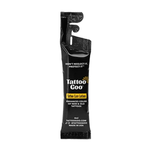 Pillow pack of tattoo aftercare by Tattoo Goo